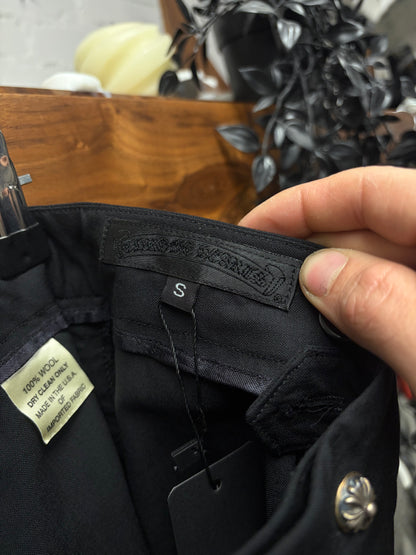 Chrome Hearts ‘VJ1 Tuxedo’ Black Flared Leg Pants with Leather Side Stripe