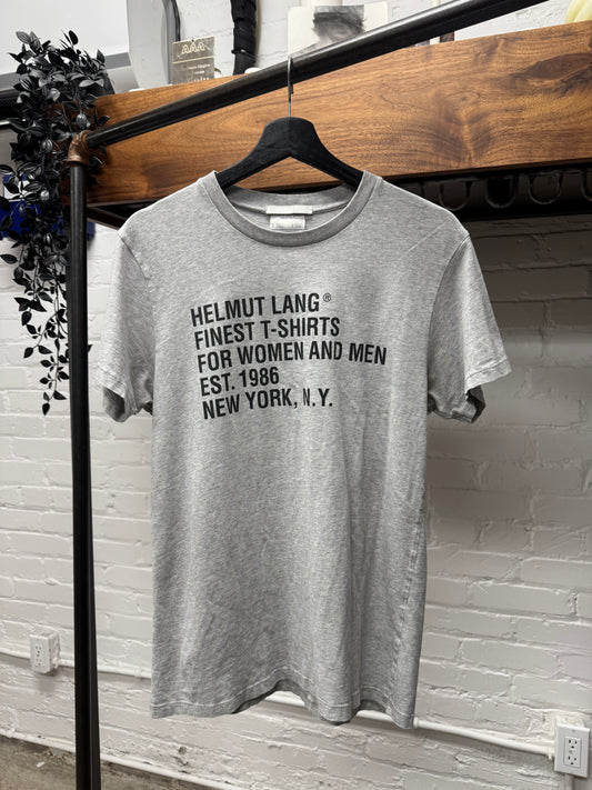 Helmut Lang by Shayne Oliver Grey Logo Short Sleeve T-Shirt