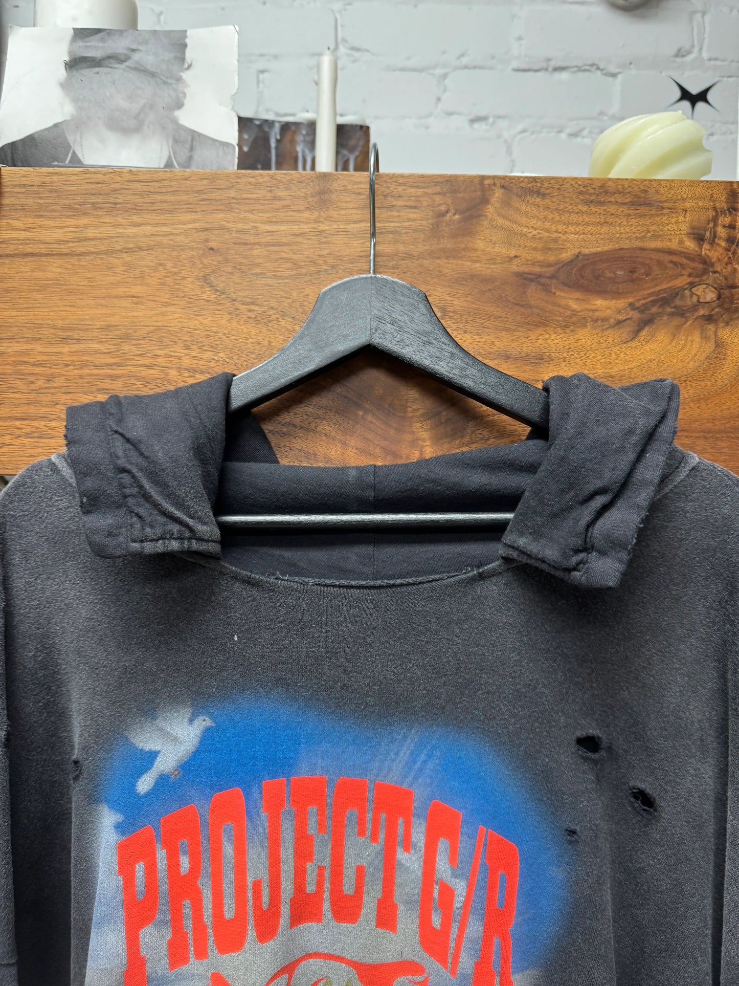 Project GR Collegiate ‘After-Hood’ Distressed Black Hoodie