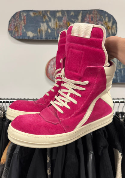 SS2023 Rick Owens ‘Edfu’ Pink Suede Geobaskets