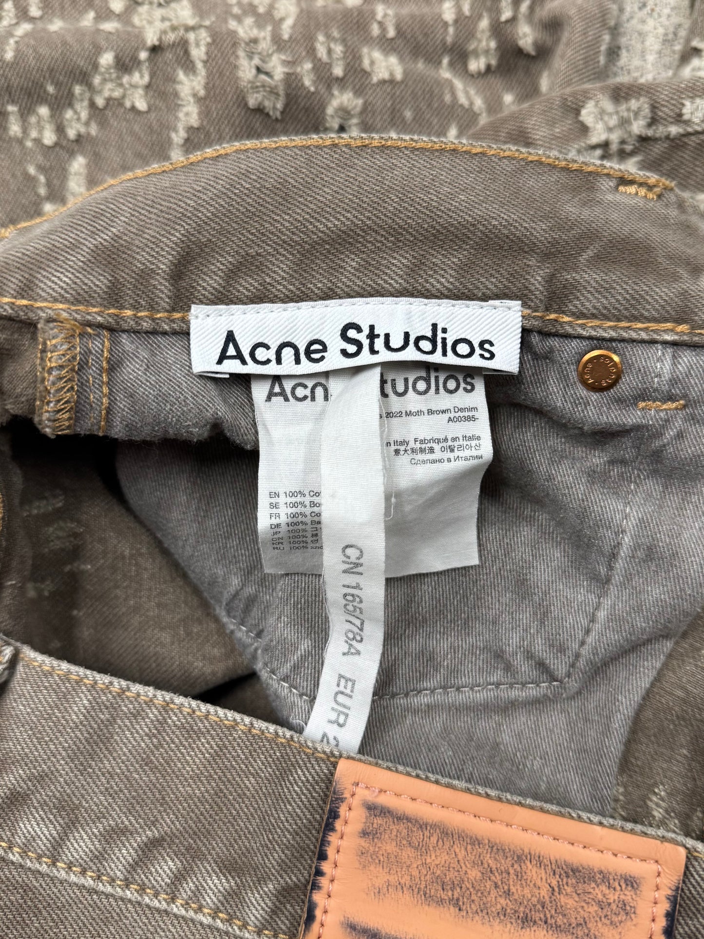 AW2022 Acne Studios ‘Moth’ Distressed Brown Denim