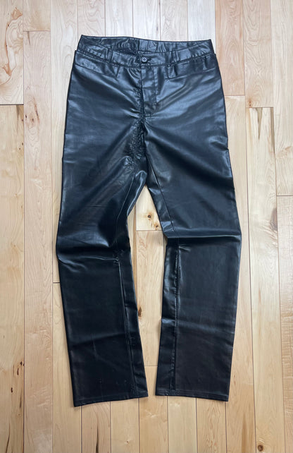 Vintage Dirk Bikkembergs Black Leather Bootcut Trousers