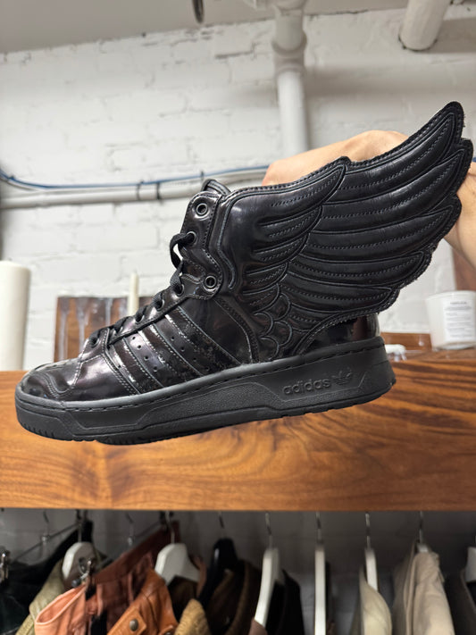 Jeremy Scott Wings 2.0 Black Patent Leather High Top Sneakers