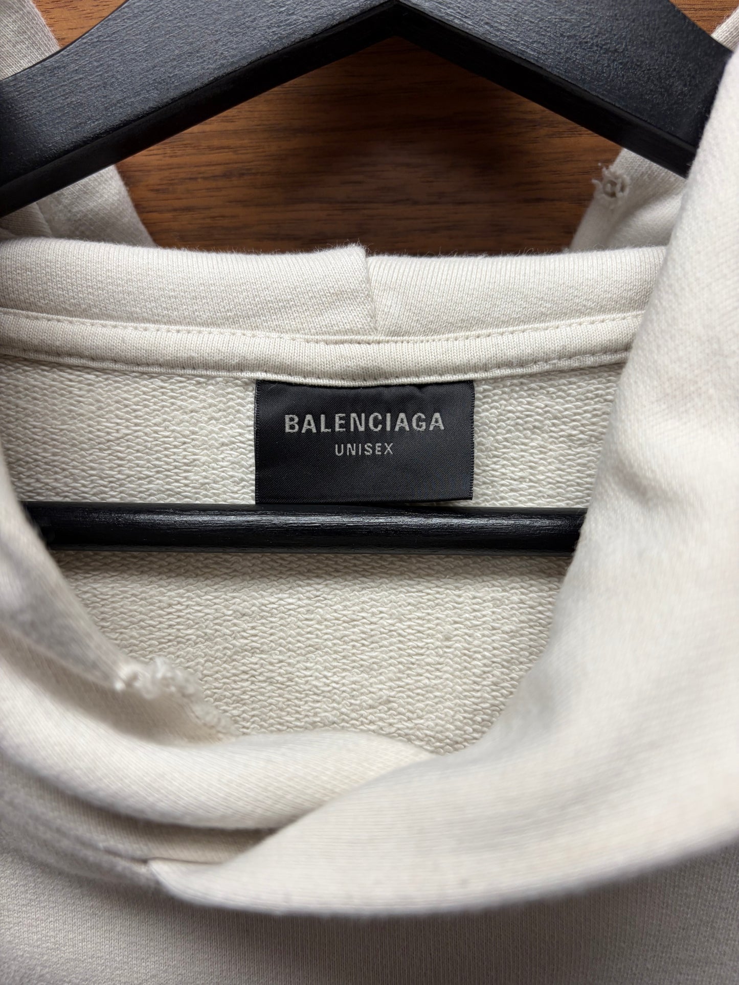 AW2022 Balenciaga ‘Be Different’ Cream/Black Slogan Logo Hoodie