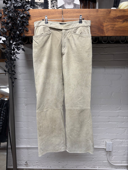 Gucci by Tom Ford Cream White Suede Flared Leg Trousers