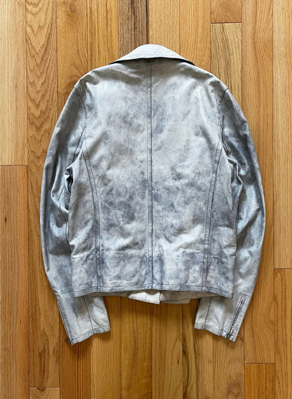 2000s Jil Sander Raw White Calfskin Leather Biker Jacket