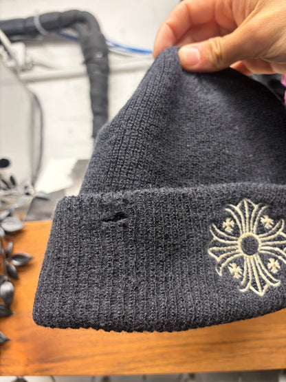 Chrome Hearts ‘Plus Cross’ Ribbed Black Wool Knit Beanie