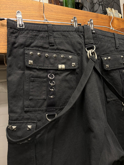 2024 Balenciaga ‘Raver’ Piercing Studded Black Wide Leg Denim