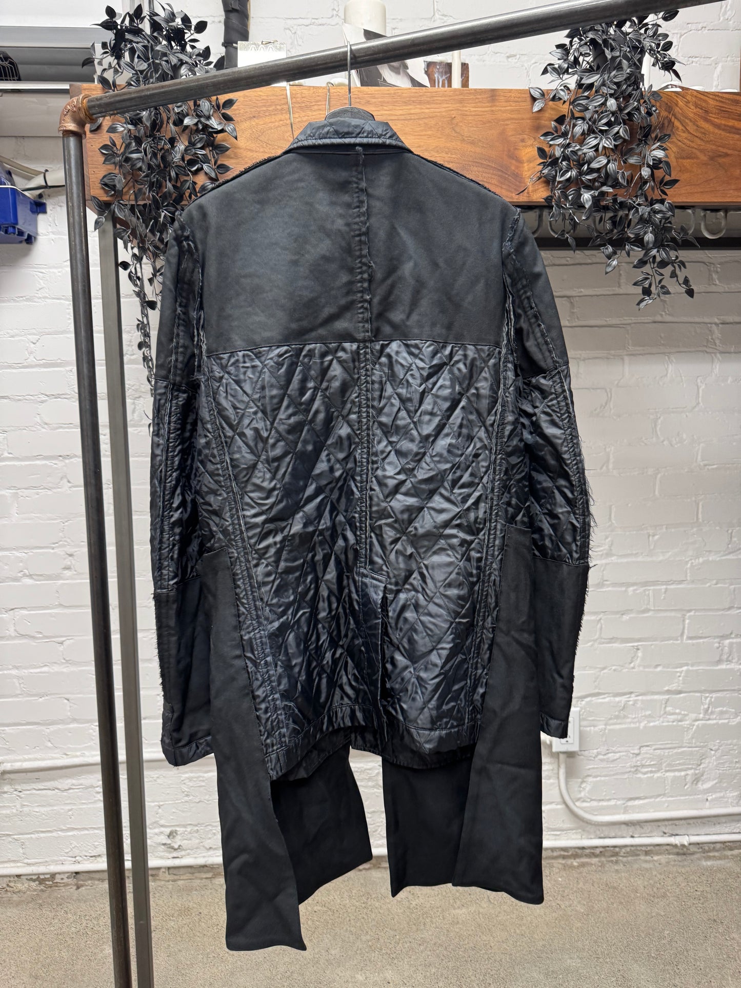 2018 Comme Des Garçons Black ‘Reconstructed’ Exposed Liner/Cotton Long Coat