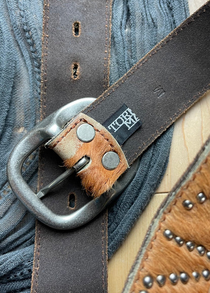 Tornado Mart Studded Silver Fur Logo Belt