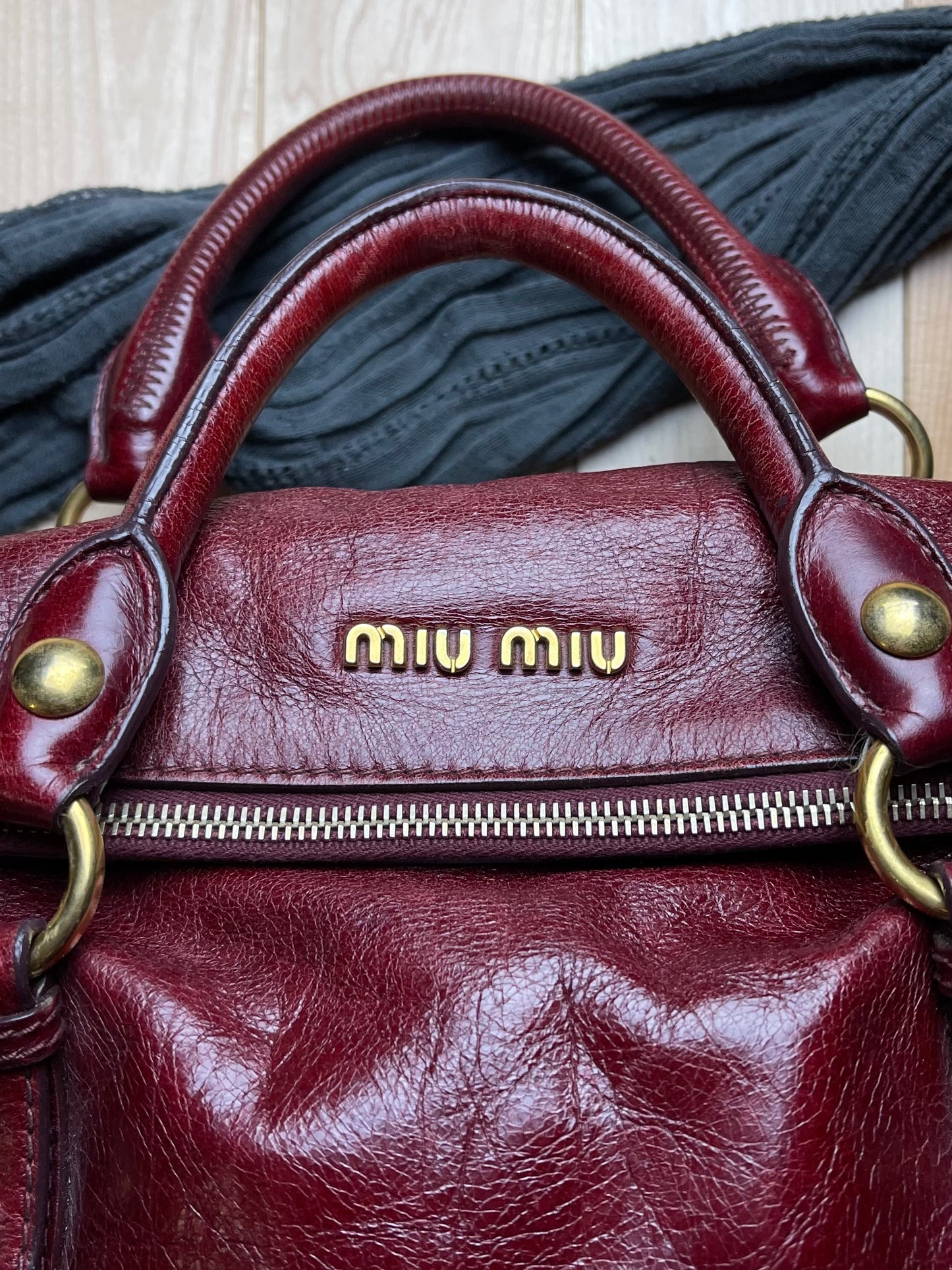 Miu Miu Oxblood Red Leather Bow Bag