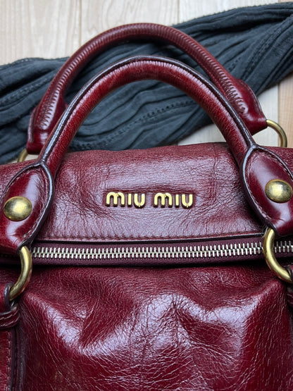 Miu Miu Oxblood Red Leather Bow Bag