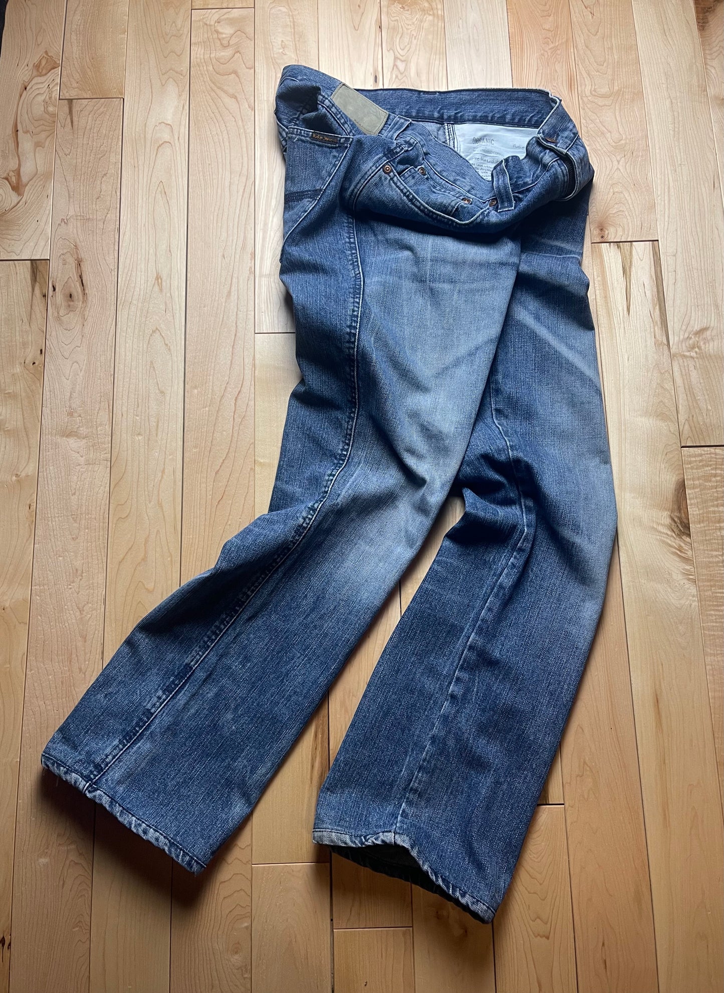 Nudie Jeans Organic Cotton Washed Blue Bootcut Denim