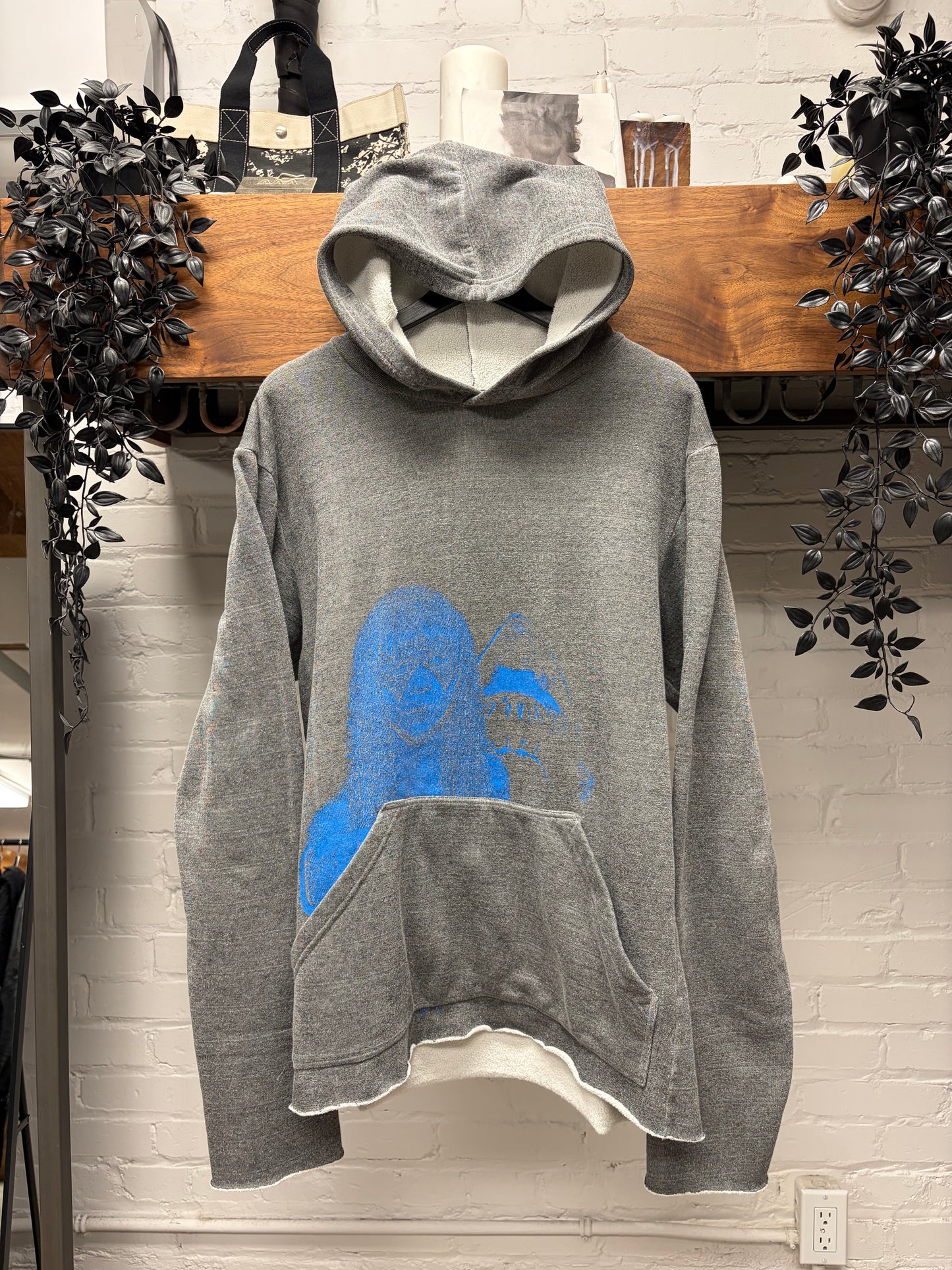 SS2003 Raf Simons Consumed ‘Penelope’ Blue/Grey Raw Hem Hoodie