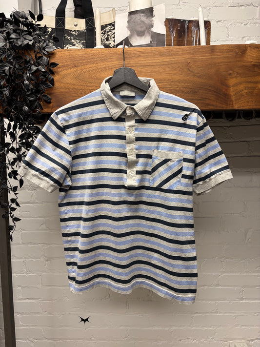 SS2005 Dior Homme by Hedi Slimane ‘Guitar’ Blue/Grey Striped Polo