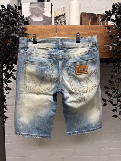 Dolce & Gabbana Dirt Washed Blue Denim Shorts