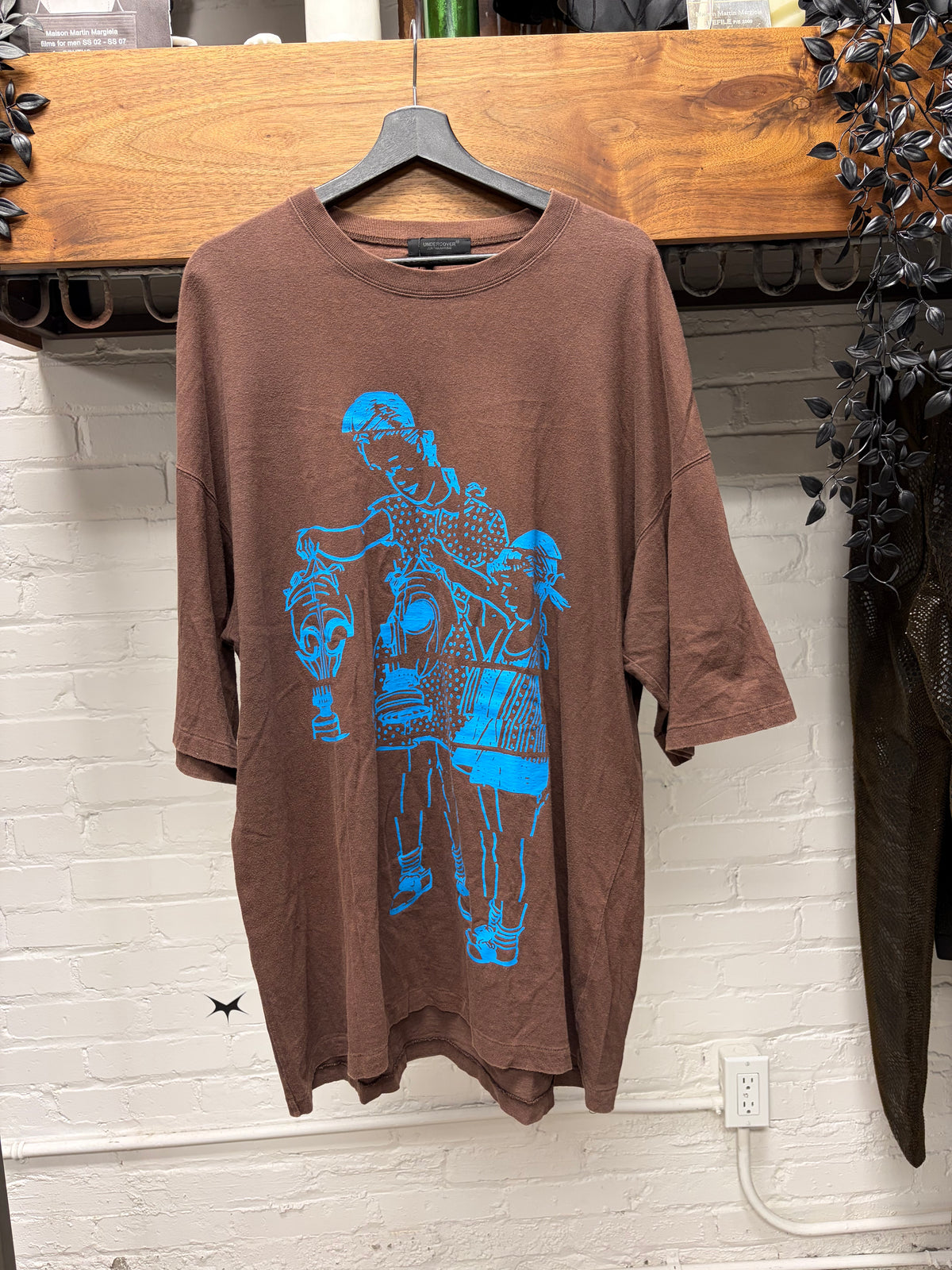 SS2020 Undercover ‘Gas Mask’ Brown/Blue Oversized Graphic T-Shirt