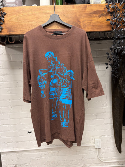 SS2020 Undercover ‘Gas Mask’ Brown/Blue Oversized Graphic T-Shirt