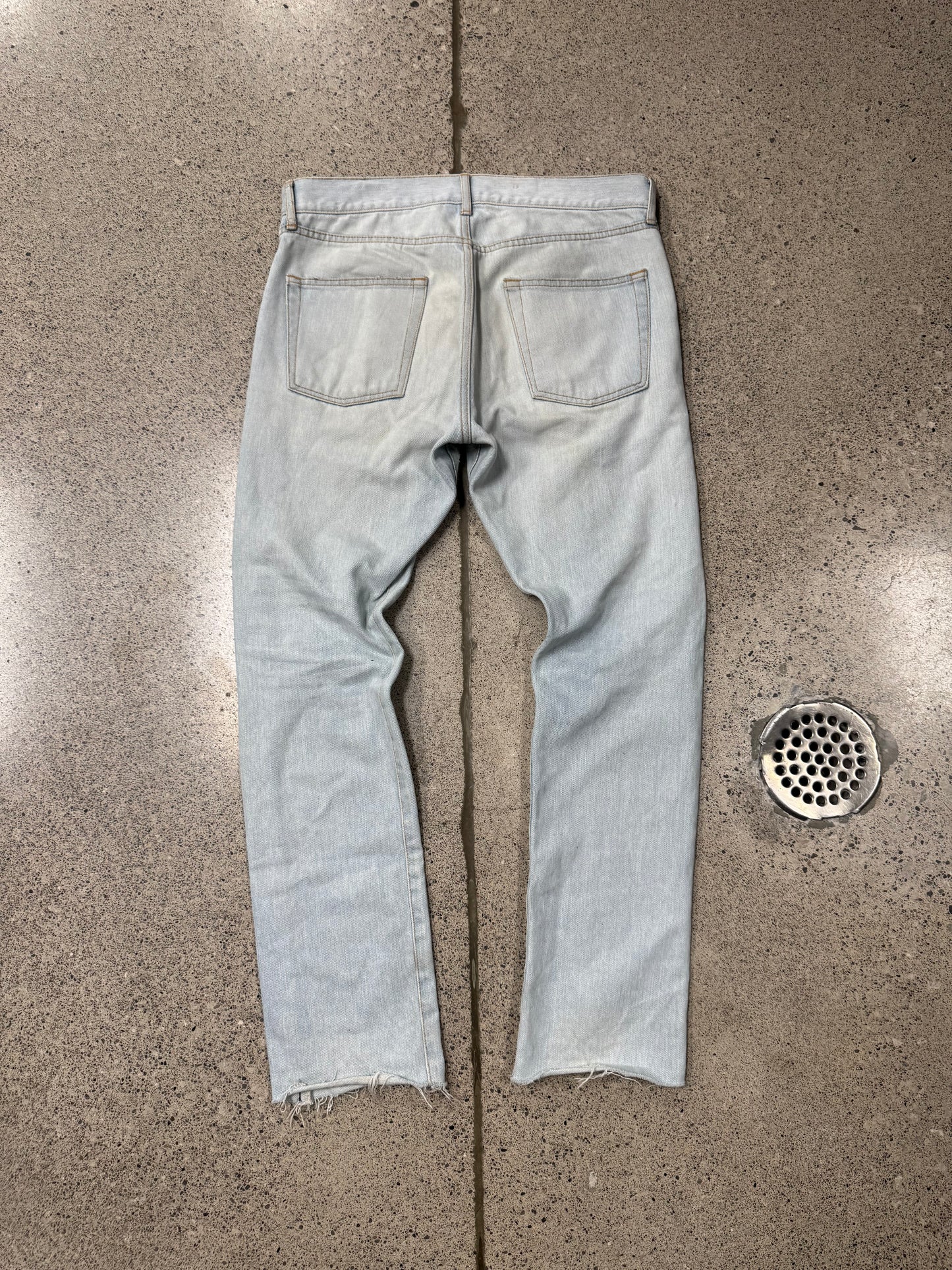 SS2017 Saint Laurent ‘Pocket Logo’ Light Wash Blue Skinny Jeans