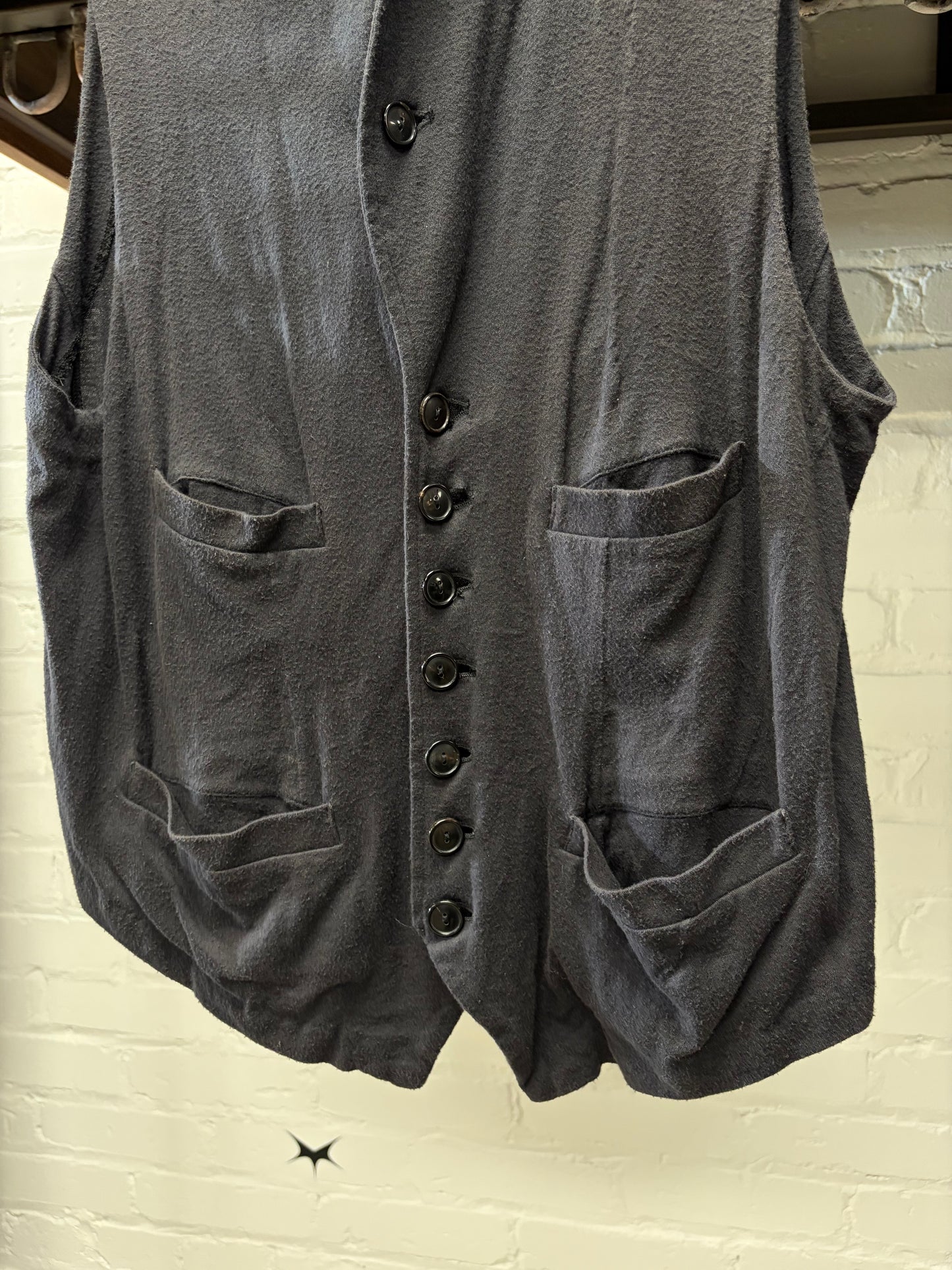 SS2007 Number (N)ine ‘Birds’ Cashmere Blend Black Casual Layering Vest
