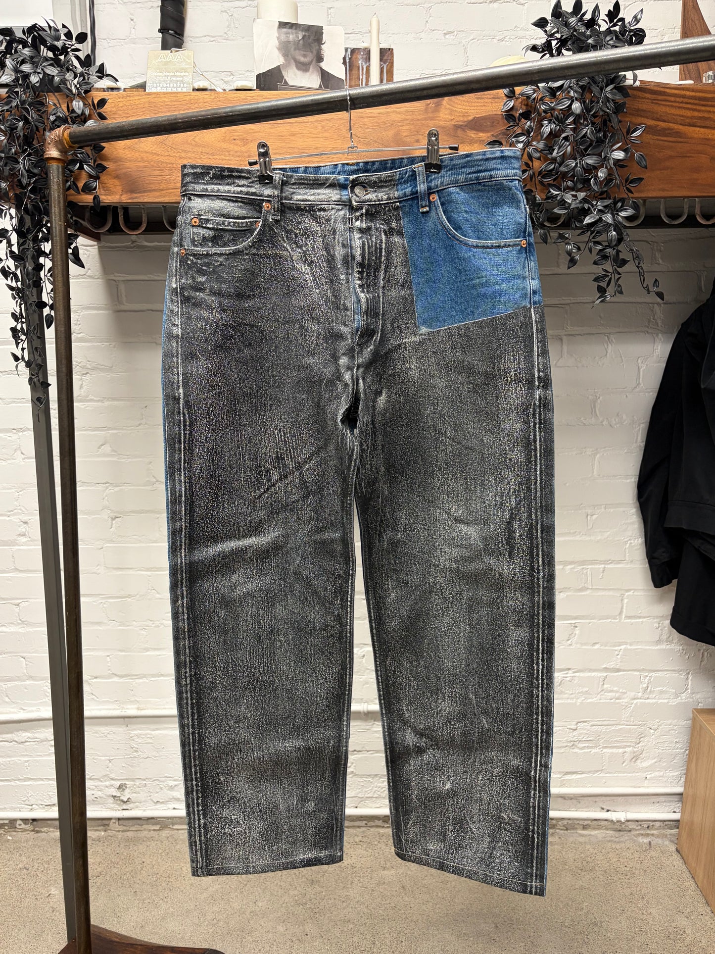 2022 Margiela Paint Cracked Wide Leg Blue Denim