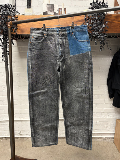 2022 Margiela Paint Cracked Wide Leg Blue Denim