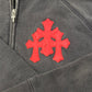 Chrome Hearts ‘Paper Jam’ Leather Cross Patch Sun-Faded Zip Up Hoodie