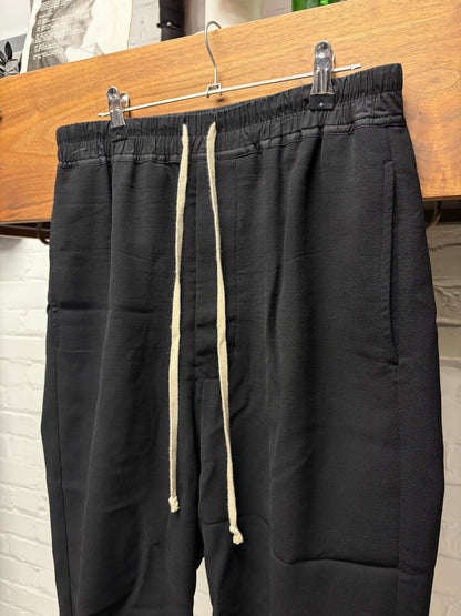 AW2019 Rick Owens ‘Larry’ Astaire Cut Black Cropped Wool Drawstring Trousers