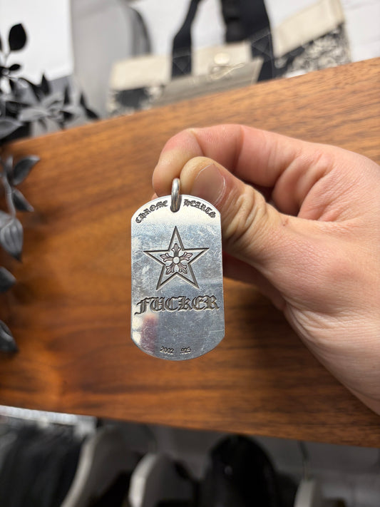 Chrome Hearts ‘Fucker/Rolling Stones’ Tongue & Lips 925 Silver Dogtag