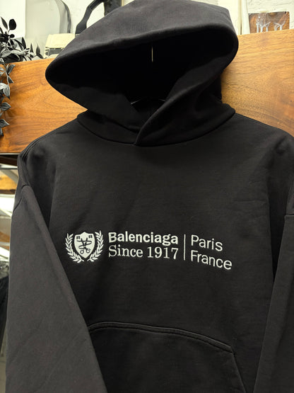 SS2024 Balenciaga ‘Institutional’ Embroidered Black Logo Hoodie