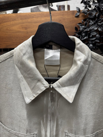 Vintage Chanel Metallic Silver Zip-Up Collared Jacket