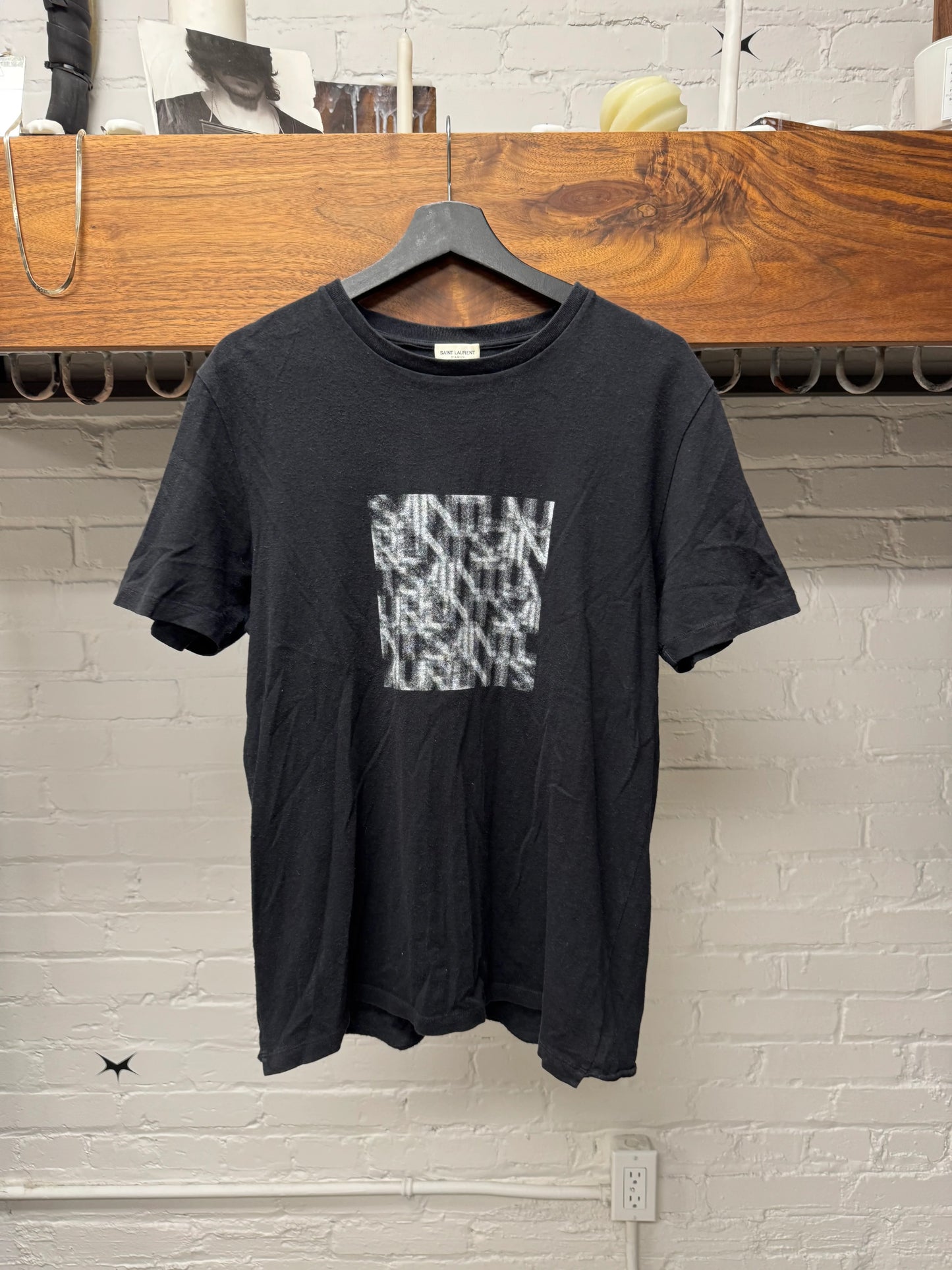 2021 Saint Laurent ‘Blurred Logo’ Black Graphic T-Shirt