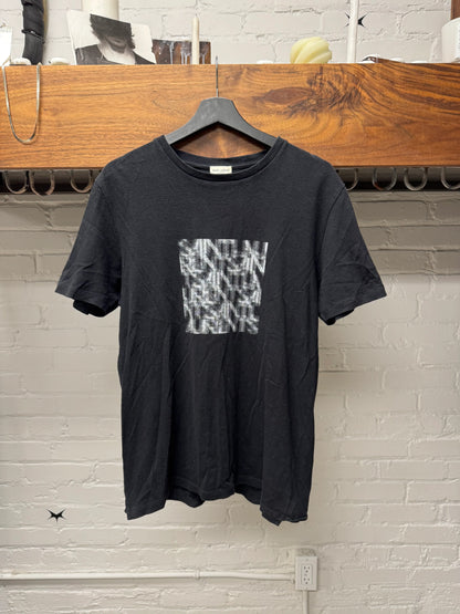 2021 Saint Laurent ‘Blurred Logo’ Black Graphic T-Shirt