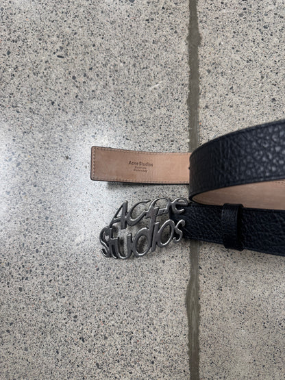 Acne Studios ‘Wave Logo’ Black Leather Belt