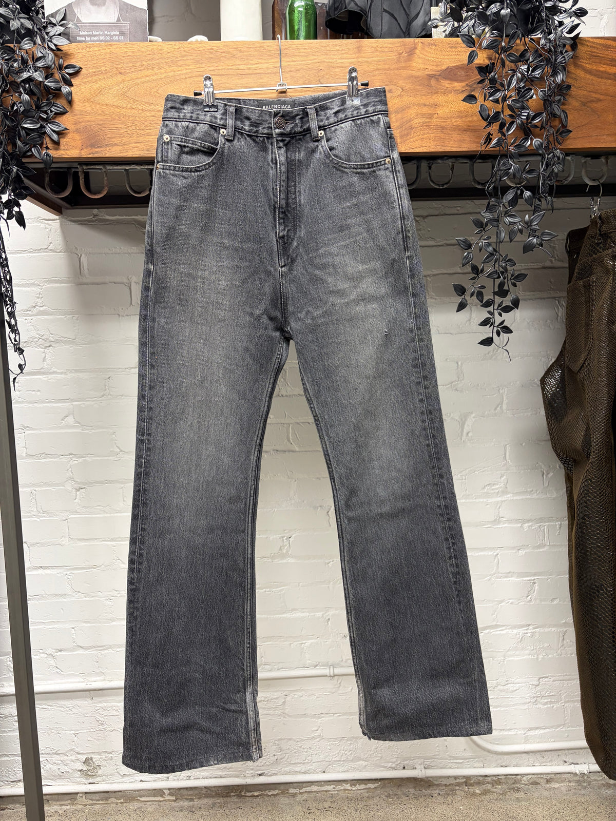 2023 Balenciaga Washed Grey Flared Leg Bootcut Denim