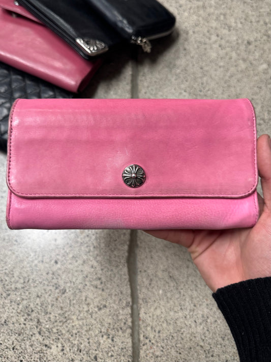 Chrome Hearts Pink ‘Continental’ Long Calfskin Leather Wallet