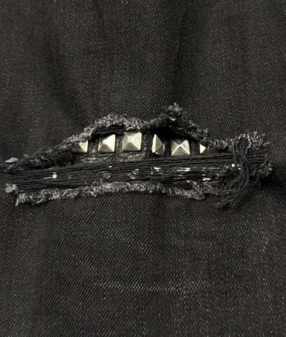 SS2016 Saint Laurent by Hedi Slimane ‘Biker Knee’ Leather Studded ‘D02’ Denim