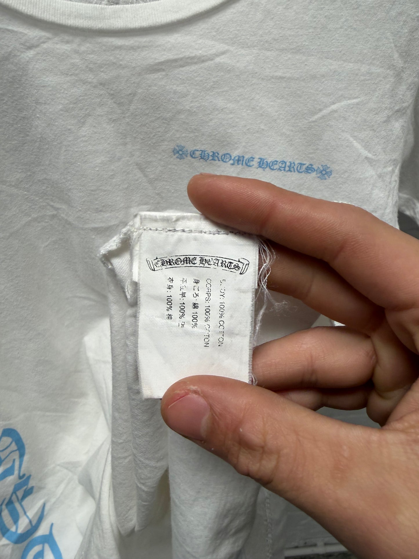 Chrome Hearts Blue/White Scroll Logo T-Shirt