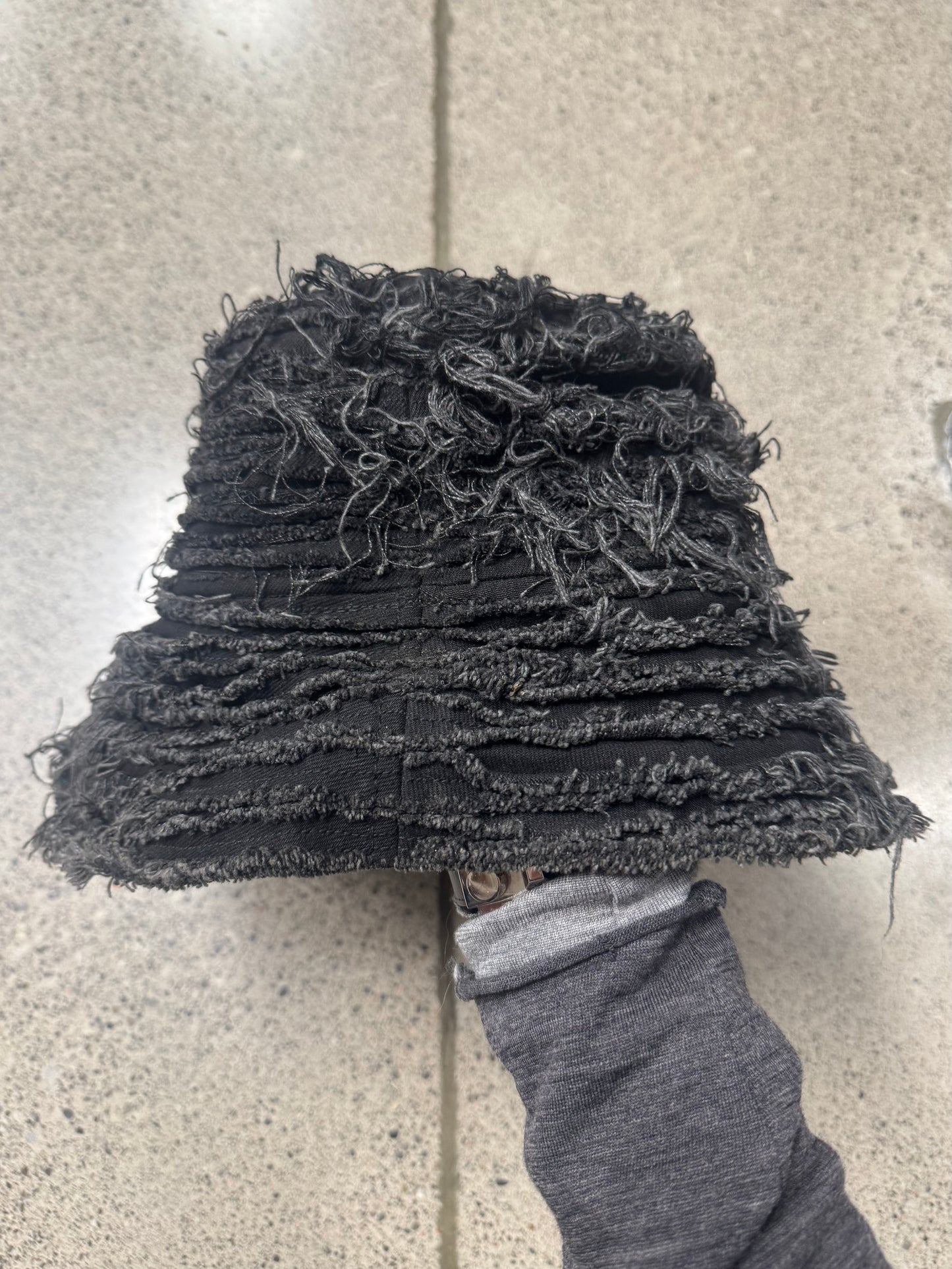 Paradoxe Paris Black Denim Distressed Bucket Hat