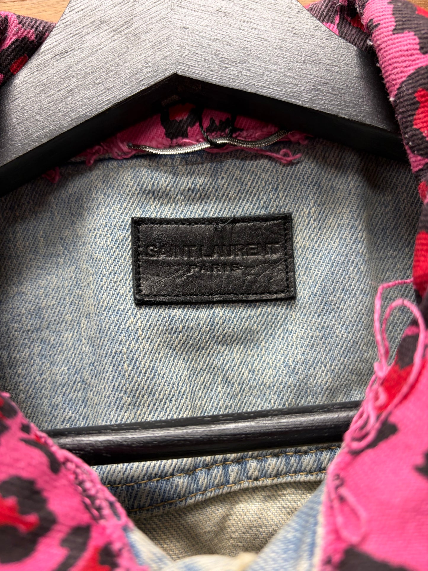 SS2016 Saint Laurent by Hedi Slimane ‘Surf Sound’ Leopard/Zebra Print Reworked Punk Denim Cutoff Sleeve Vest