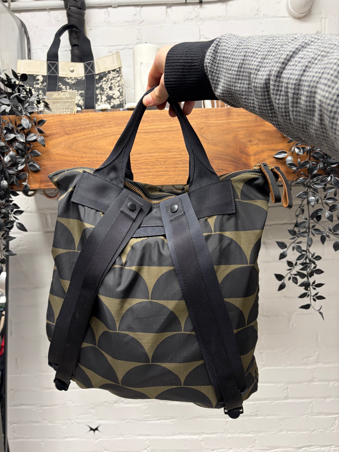 Marni x Porter Black/Green Nylon Tote Bag