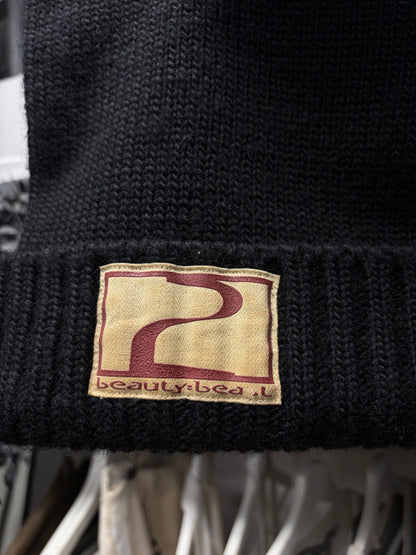 Beauty:Beast ‘Cat Ears’ Ribbed Black Wool Beanie