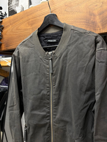 Helmut Lang Faded Sun Faded Grey Bomber Jacket with Ribbed Finish