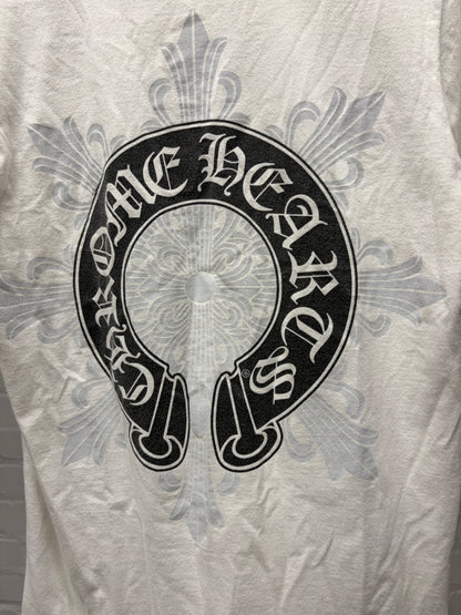 Chrome Hearts White Horseshoe/Star Cross Logo White Graphic T-Shirt
