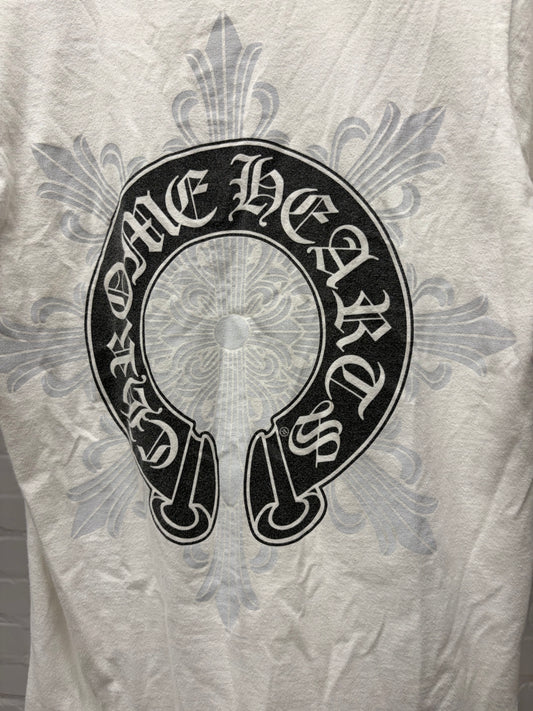 Chrome Hearts White Horseshoe/Star Cross Logo White Graphic T-Shirt