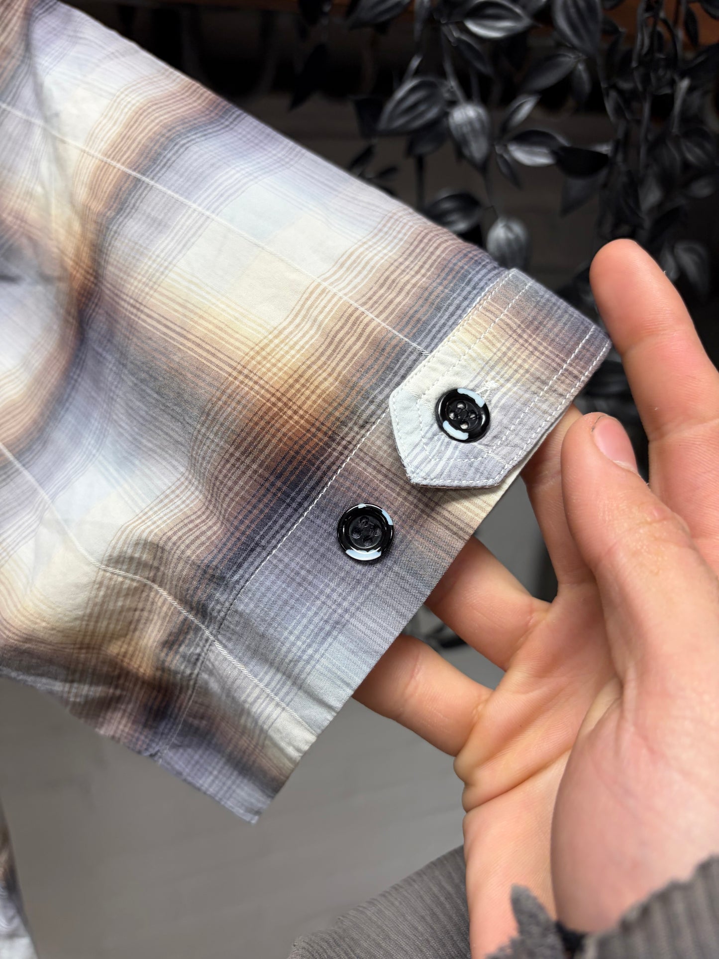 Dior Homme Brown ‘Shadow Plaid’ Embroidered Bee Logo Short Sleeve Flannel Shirt