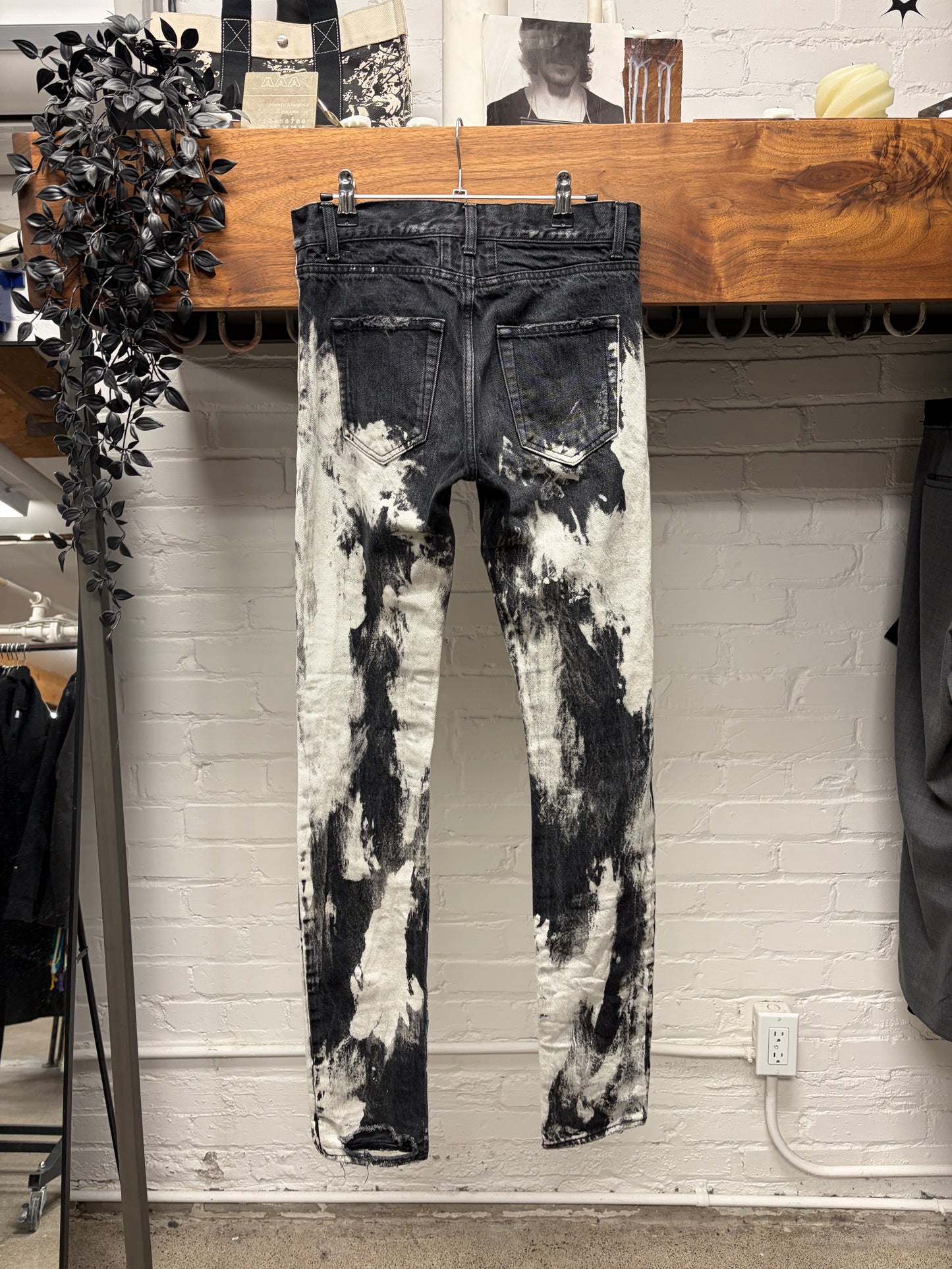 2015 Saint Laurent ‘D02’ Bleach Distressed Skinny Jeans