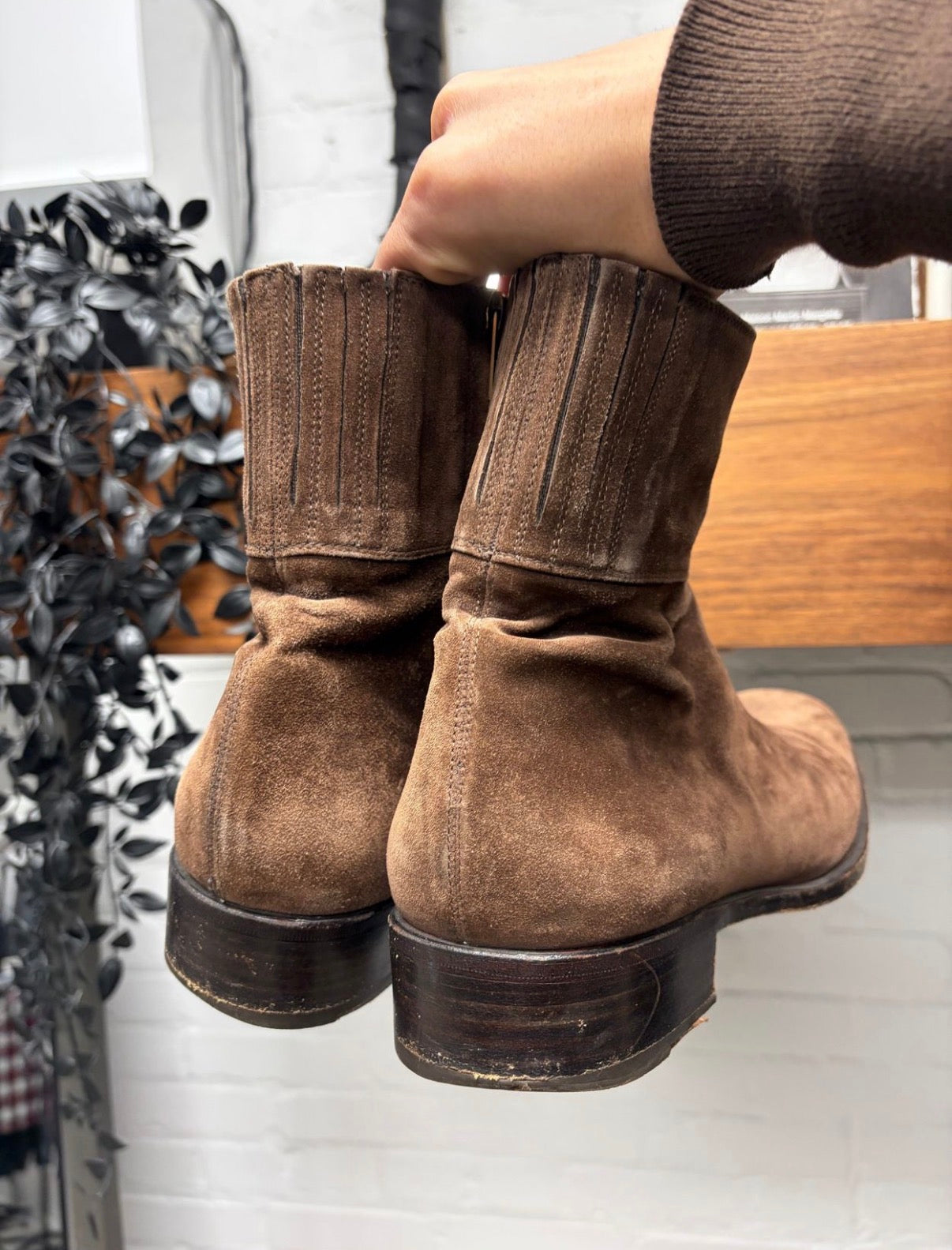 Yves Saint Laurent ‘Rive Gauche’ by Tom Ford ‘Accordion’ Brown Suede Boots