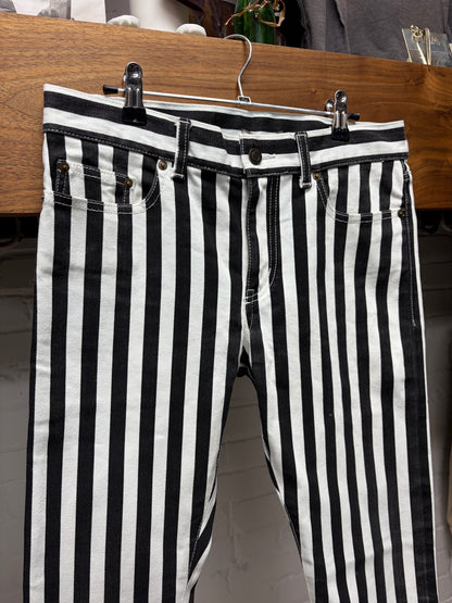 Saint Laurent by Hedi Slimane Striped Black/White 'D02' Skinny Jeans