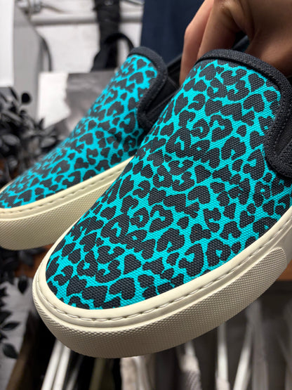Saint Laurent ‘Babycat’ Leopard Print Slip On Sneakers